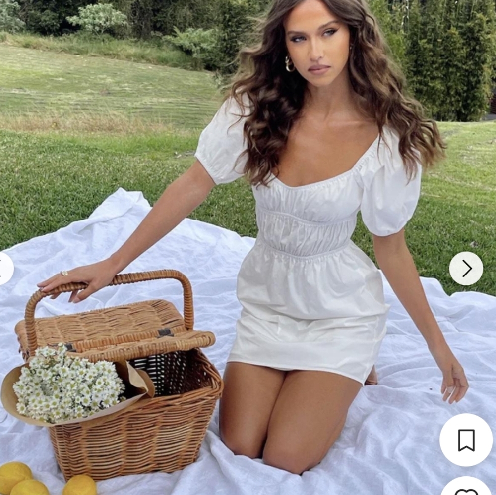 Princess Polly Ivory Gathered Dress